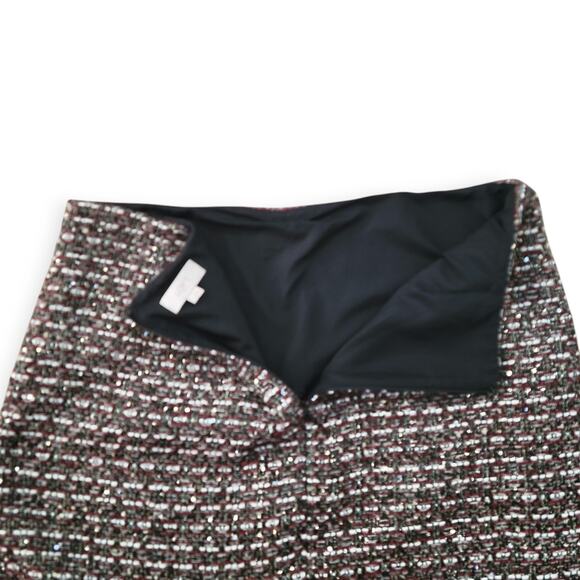 LOFT Outlet Metallic Fringe Tweed Textured Sequin Mini Skirt Women Sz 14 - Picture 8 of 8